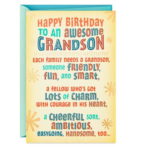 hallmark smart and charming funny birthday card for grandson|grandson 4th birthday cards.